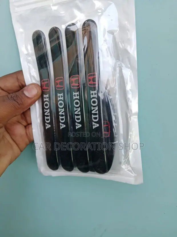 Honda Branded 8pc Black Rubber Flexible Self-Adhesive Stickers - 1