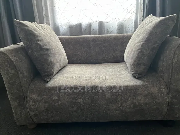 Used Gray Fabric Sofa Set - 6 Seater - 1