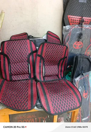 Red Pattern Mesh 2pc Seat Covers with Contoured Back Support
