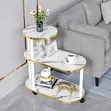3-Layer Trolley Rack Table with 2 Oval Round Tops - 1