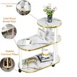 3-Layer Trolley Rack Table with 2 Oval Round Tops - 2