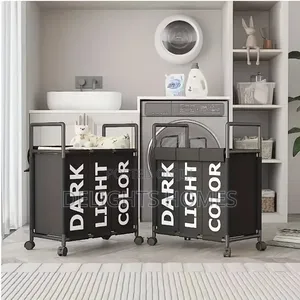 60x33x76cm Laundry Basket Trolley Rack