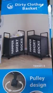 60x33x76cm Laundry Basket Trolley Rack - 4