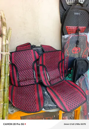 Red & Black Patterned Mesh 2pc Crocheted Seat Covers