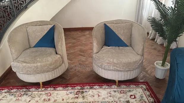 Luxurious Teal & Beige Velvet Sofa Set - 1
