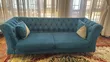 Luxurious Teal & Beige Velvet Sofa Set - 3