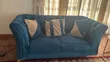 Luxurious Teal & Beige Velvet Sofa Set - 4