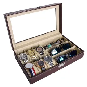 9 Slot Leather Watch and Glasses Organizer Box