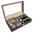 9 Slot Leather Watch and Glasses Organizer Box - 1