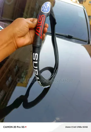 Sporty Subaru Steering Wheel Cover - Stitched Faux Leather