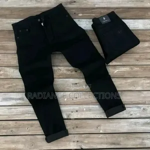 Black PU Leather Jeans - Men's Slim Fit