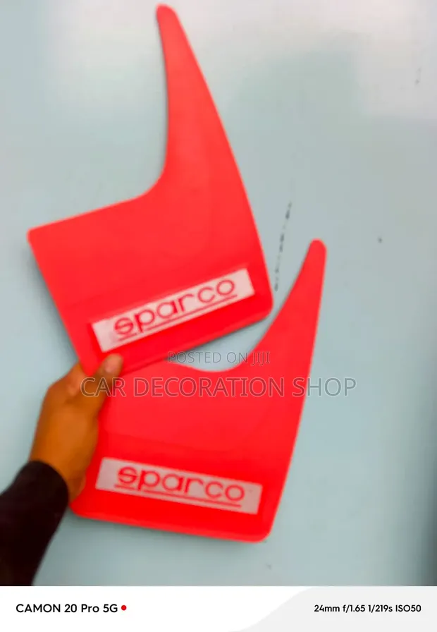 New 4pcs Red Sparco Rally Styled Universal Mudflaps - 1