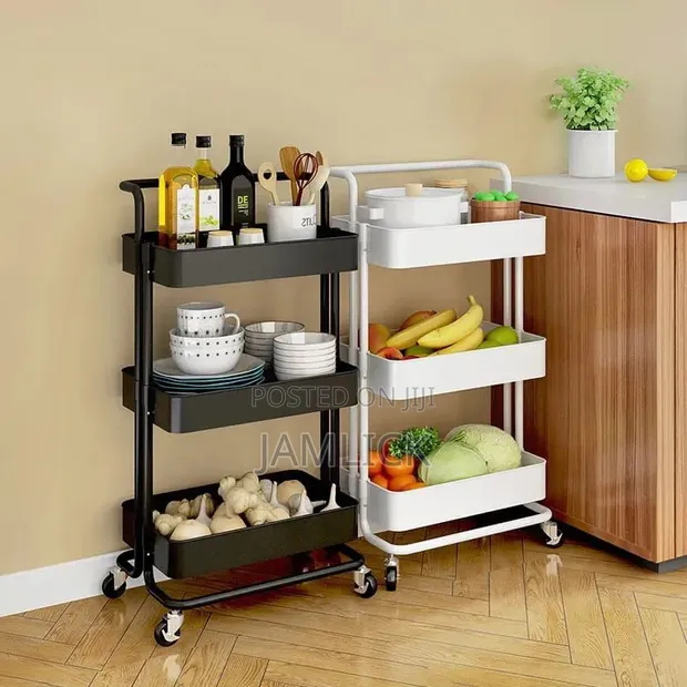 3-Tier Metal Rolling Kitchen Storage Trolley - 1
