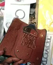 Textured Leather Key Holder Case with 6 Hooks - 1