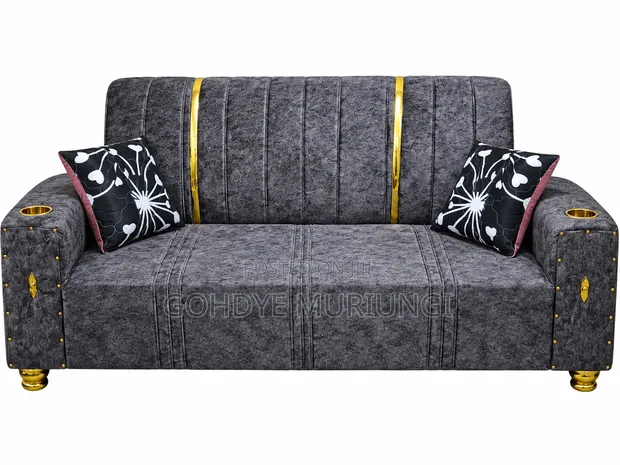 Channel-Tufted Velvet Glam Sofa with Cup Holders - 1
