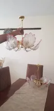 Gold Frame & Glass 6-Petal Chandelier - 4