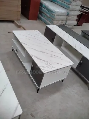Modern TV Stand - White Marble Effect