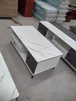 Modern TV Stand - White Marble Effect - 2