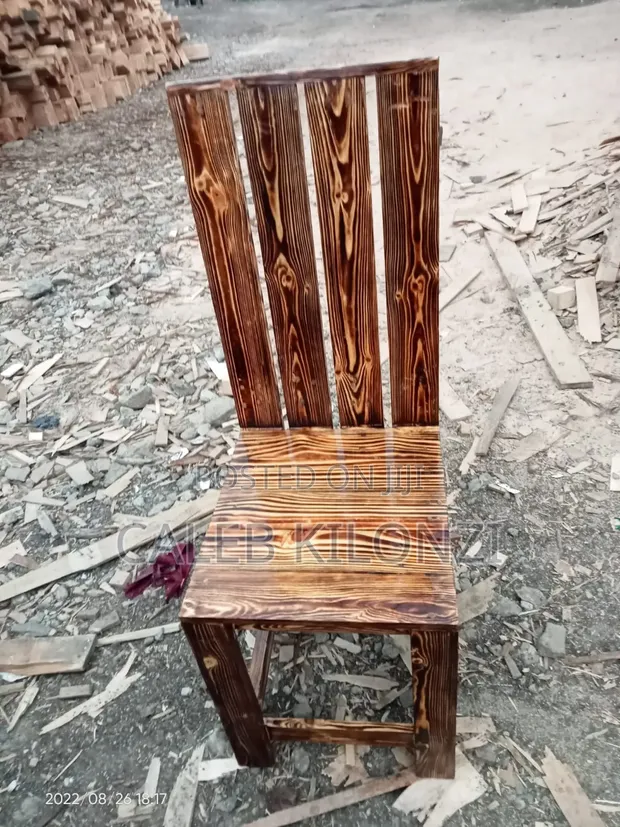 Rustic Wooden Dining Chairs and Table Set - 1
