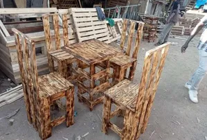 Rustic Wooden Dining Chairs and Table Set