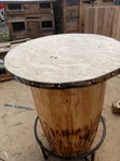 Rustic Wooden Barrel Table - 1