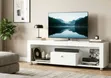 Amsterdam Modern TV Stand 4 Ft with LED Light - White - 1