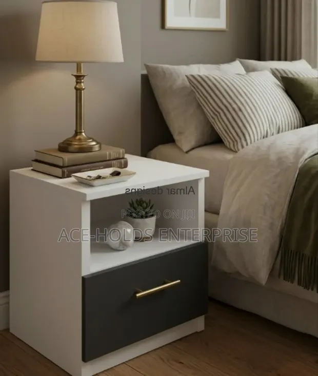 Sparrow Bedside Drawers - Laminated Particle Board (Black-White) - 1