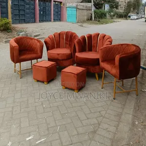2 Pedicure & 2 Manicure Seats with Stools - Burnt Orange