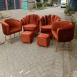 2 Pedicure & 2 Manicure Seats with Stools - Burnt Orange - 2