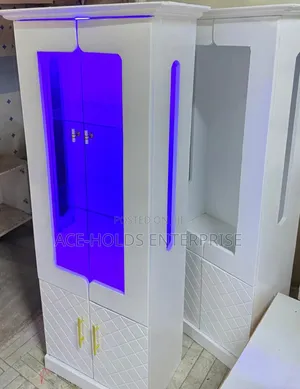 Kitchen Cabinet with LED Light & Glass Display