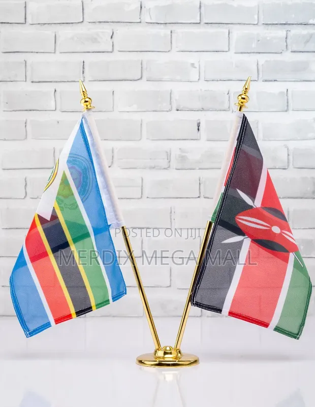 Executive Gold Double Table Pole with Flags - 1