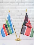 Executive Gold Double Table Pole with Flags - 1