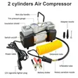 Powerful 2-Cylinder Air Compressor Tyre Inflator - 2