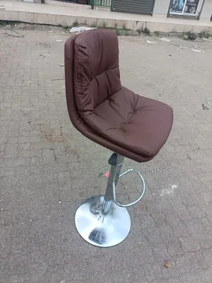 Modern Brown Leather Swivel Bar Stool