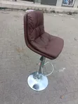 Modern Brown Leather Swivel Bar Stool - 2