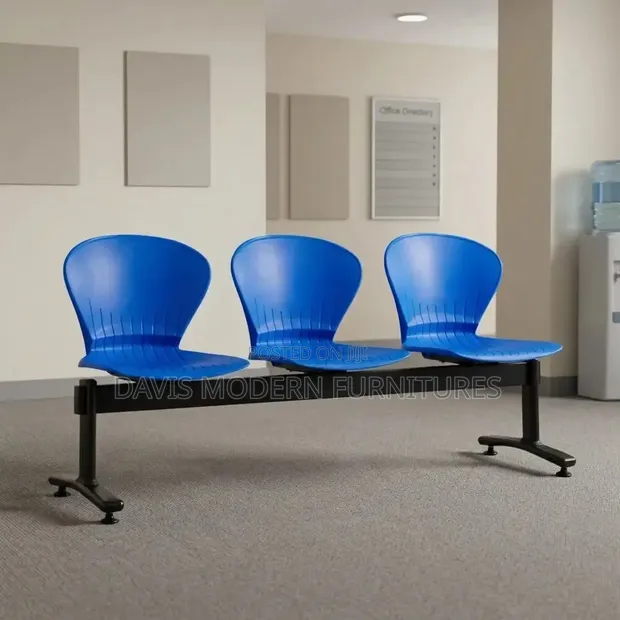 3-Seater Plastic Waiting Chairs - Blue - 1
