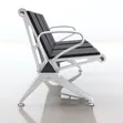 3-Seater Executive Waiting Bench - Black with Silver Frame - 2