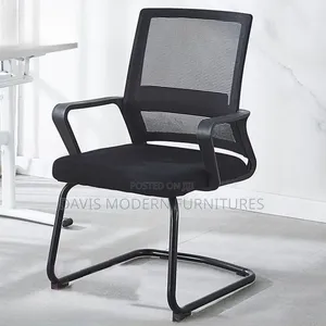 Black Mesh Visitor Chair with Sled Base