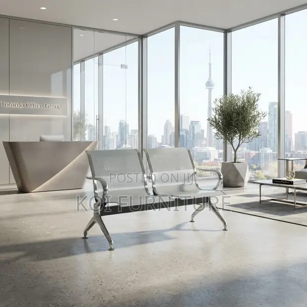 2-Seater Stainless Steel Modern Reception Bench - 1