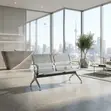 2-Seater Stainless Steel Modern Reception Bench - 1