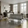 2-Seater Stainless Steel Modern Reception Bench - 2