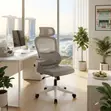 Adjustable Orthopedic Office Chair - White Fabric - 5