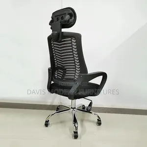 Mid-Back Ergonomic Office Chair with Headrest - Black