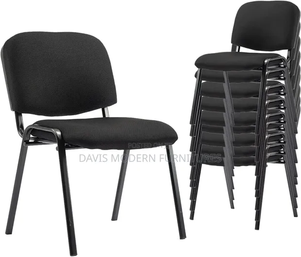 Stackable Conference Visitor Chair - Black Fabric - 1