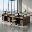Six-User Modern Office & Cafe Workstation - Brown - 4