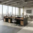 Six-User Modern Office & Cafe Workstation - Brown - 5