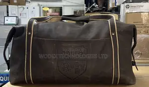 SELLA Club Rugby Black Faux-Leather Duffel Travel Bag