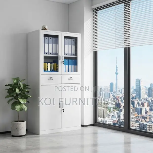 Two-Door Stainless Steel Office Storage Cabinet - 1