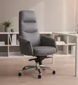 Executive Gray Leather Office Chair - 4