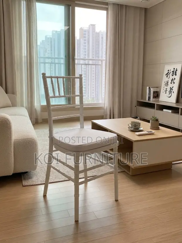 White Armless Dining Chairs for Events & Home - 1